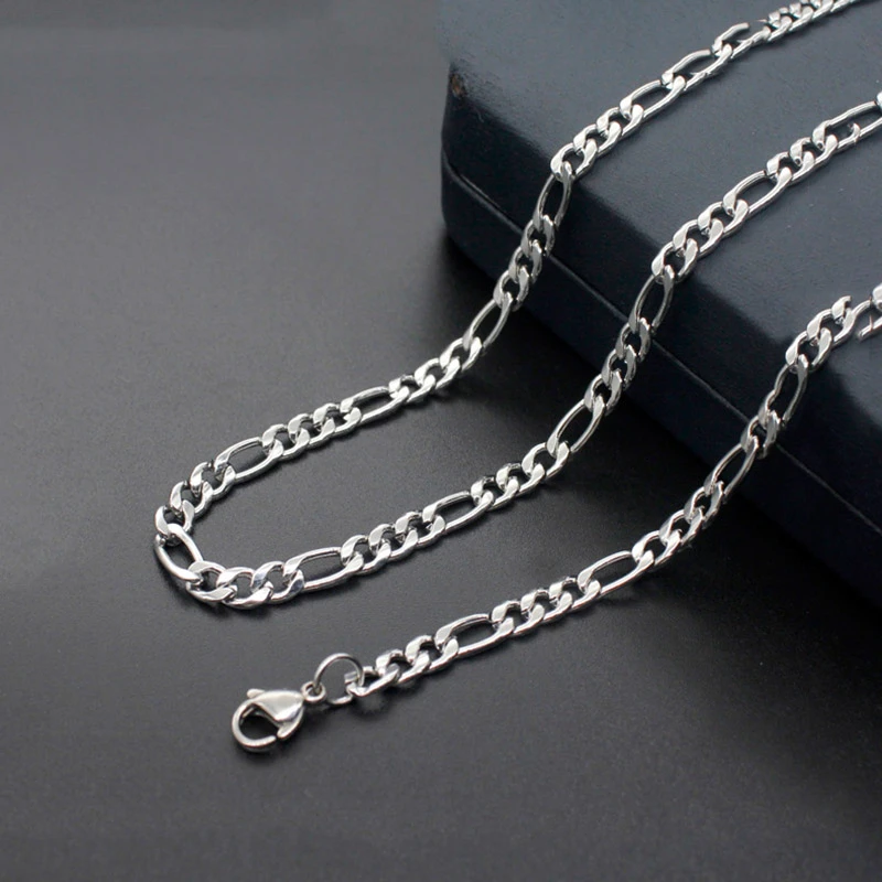 3mm 5mm 7mm 316l Silver Color Stainless Steel Nk Figaro Chain Necklace Length 50cm 55cm 60cm Fashion Cool Party Jewelry For Men Chain Necklaces Aliexpress