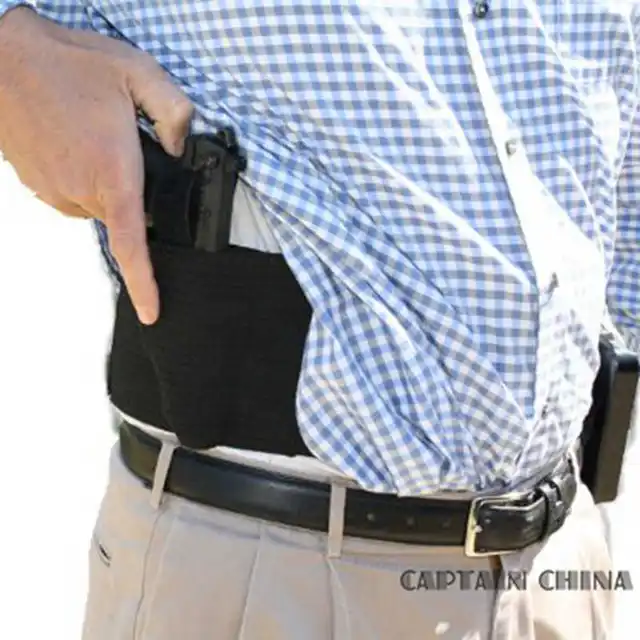 Tactical Elastic Waist Concealed Carry Holster Belly Band Pistol Gun