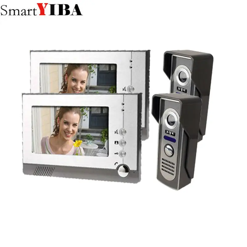 

SmartYIBA Free Shipping!New 7 Inch Video Door Phone Doorbell Intercom Kit 2-camera 2-monitor Night Vision Video Intercom