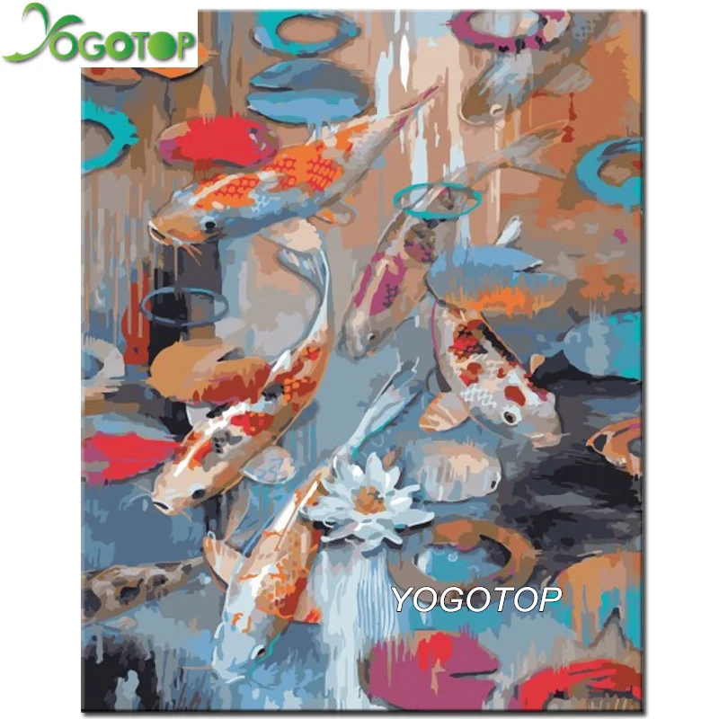 YOGOTOP 5d Diamond Embroidery Koi Fish Graph DIY painting sale quare/round drill Mosaic picture animal wall art YY823 | Дом и сад