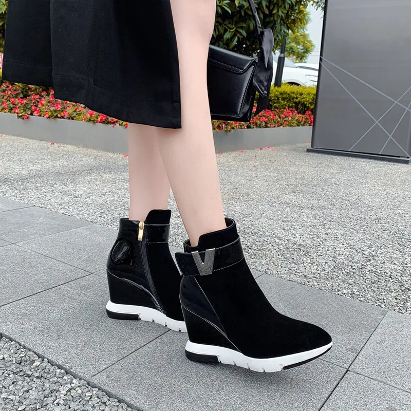 ZVQ woman shoes winter warm new fashion pointed toe zip ankle boots outside super high heels platform ladies shoes drop shipping