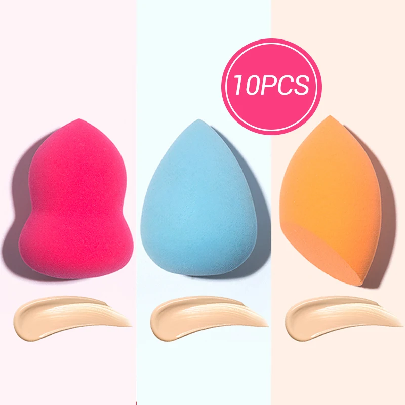 

10Pcs Makeup Sponge Water Drop Gourd Make up Puff Cosmetics Puff Blender Set Puf Hydrophilic Powder Foundation Sponge for Face