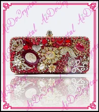 Aidocrystal 2016 Mode-Trend Luxus Rote Blume Strass Abendtasche Mini Frauen Hochzeit Kupplung Geldbeutel