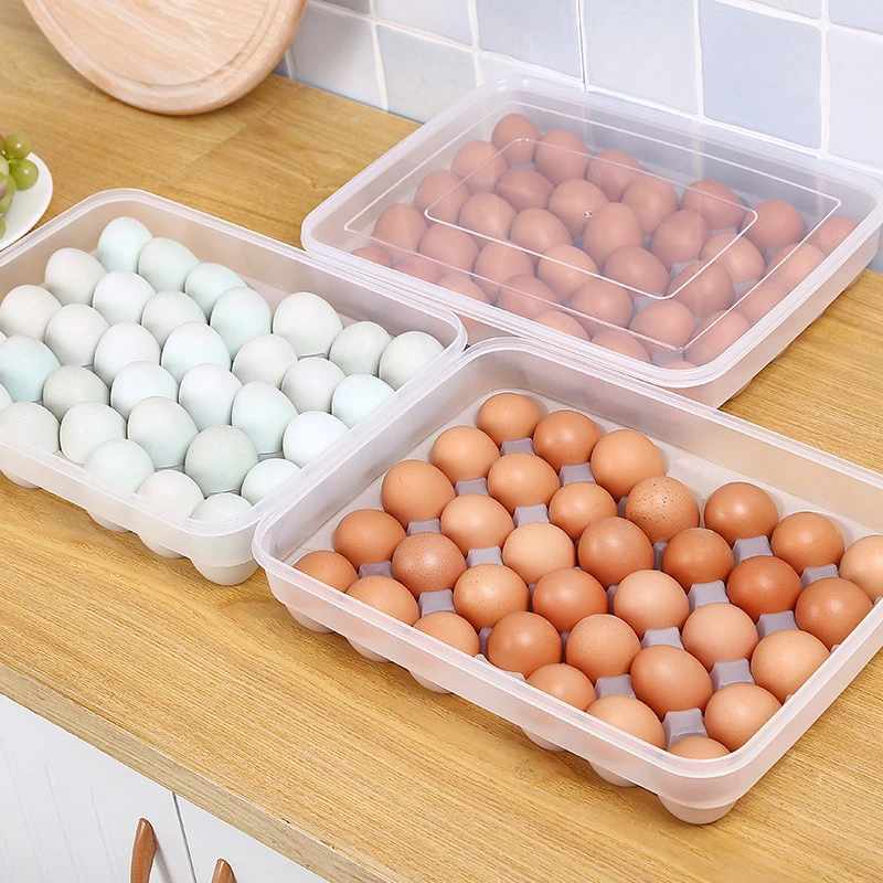 HIFUAR коробка для хранения яиц 34 балки прозрачный пластиковый чехол для яиц Органайзер держатель коробка контейнер чехол для яиц для холодильника - Цвет: Светло-серый