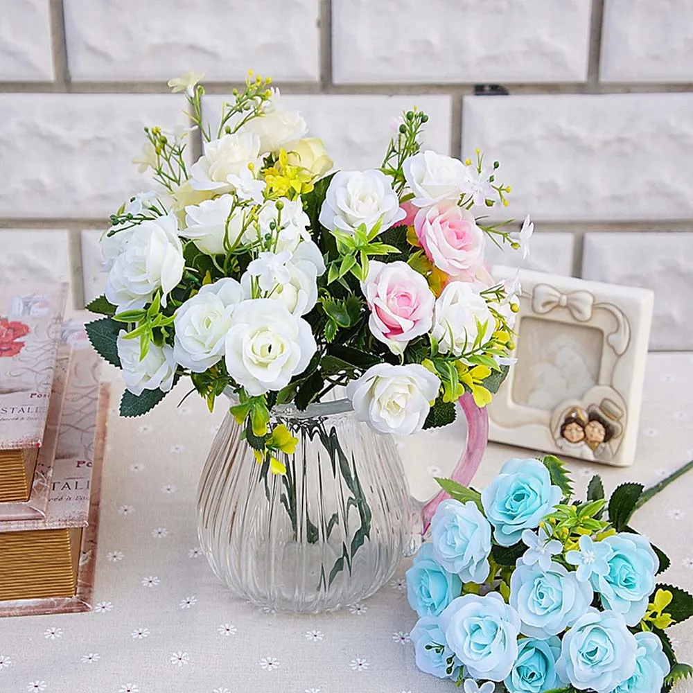 

Autumn decoration 10 heads/bouquet small bud roses silk folwer for vases wedding artificial plants home decora accessories