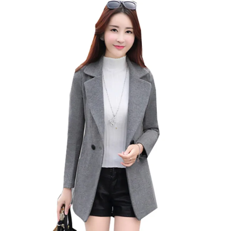 

2019 Autumn And Winter Wool Coat Women short Woolen Jacket Korean Coat Female Elegant Long sleeve Double Pocket Nizi Tops