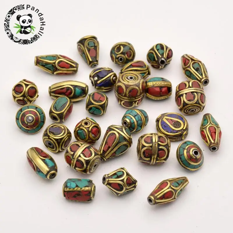 50pcs Retro Prayer Nepal Beads Handmade Red Coral Tibetan Loose Beads