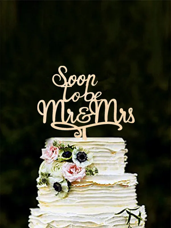 Soon To Be Mr & Mrs Wood Cake Topper Engagement Wedding Cake Toppers for Outside Wedding