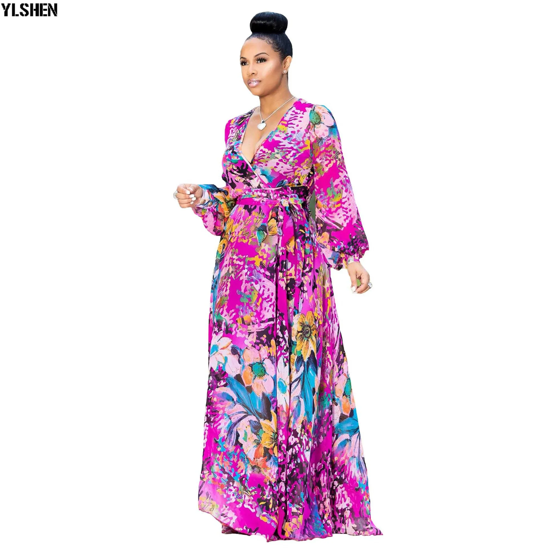 Африканские платья размера плюс для женщин с принтом Дашики, африканская одежда, платья Анкары, женская одежда с длинным рукавом, африканские платья S-5XL