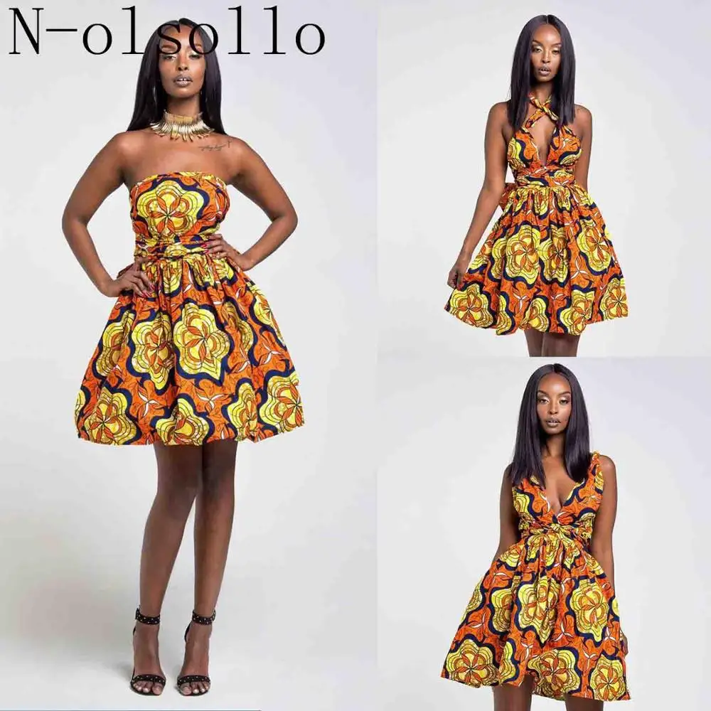 

N-olsollo 2019 New Summer Multifunctional Sexy Women Dress 3D Flowers Printed Yellow Dresses Sleeveless Polyester Fashion Dress