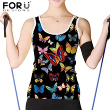 FORUDESIGNS/пикантная Женская майка для тренировок, 3D красивый жилет с принтом бабочки, летние мягкие безрукавки для женщин, Азиатский размер