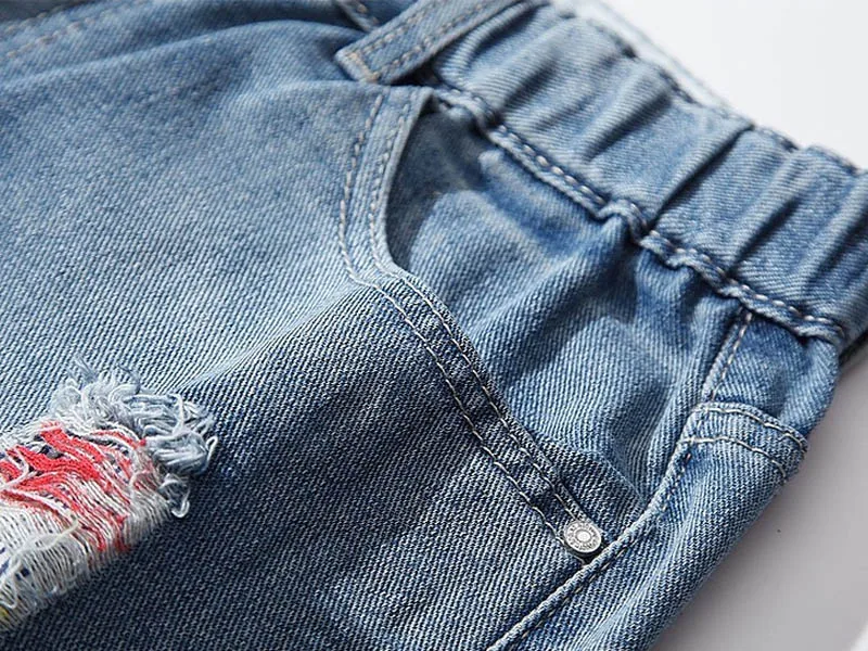 Loose Casual Ripped Jeans Women Trousers Hole Denim Harem Pants Elastic Waist Plus Size Jeans Blue MYNN113 Loose Casual Ripped Jeans Women Trousers Hole Denim Harem Pants Elastic Waist Plus Size Jeans Blue MYNN113