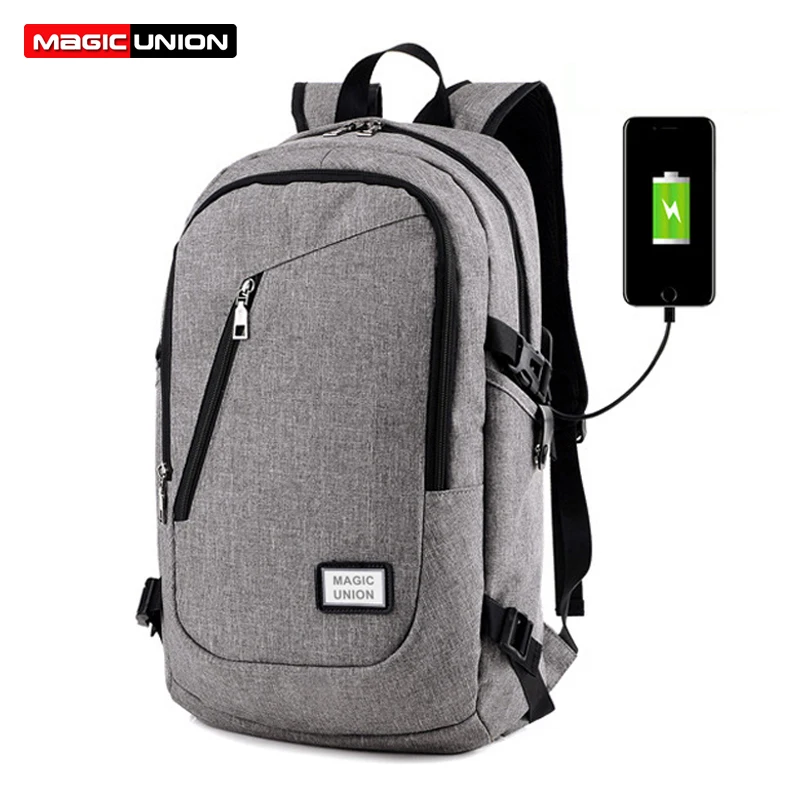 MAGIC UNION Men Canvas Backpack College Student Bags for Teenagers USB Charging Business Casual Rucksack | Багаж и сумки