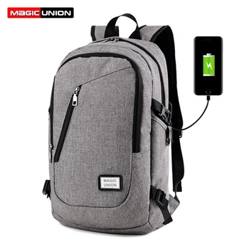 

MAGIC UNION Men Canvas Backpack College Student Backpack Bags for Teenagers USB Charging Backpack Business Casual Rucksack