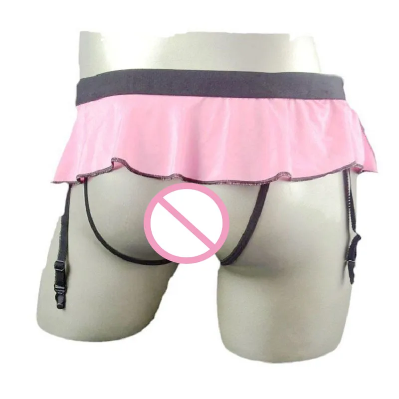 Sexy-male-three-dimensional-cut-sling-thong-and-g-string-sissy-mens-jockstrap-skirt-pant-Underwear