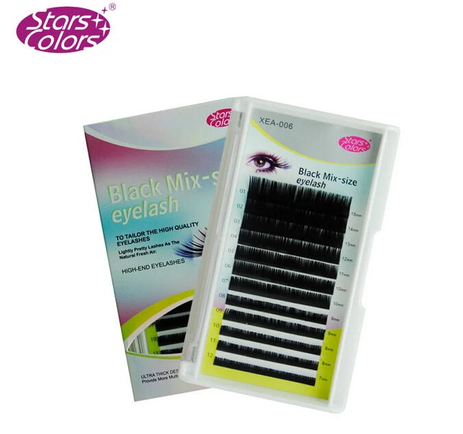 

Mixed length false eyelashes,Soft 0.12mm C or D curl nature eyelash extension makeup tool,Charming Fiber false lashes