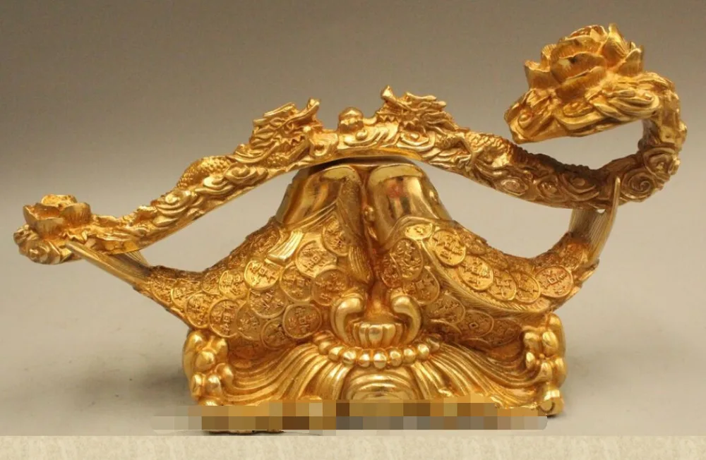 

Details about 10" Chinese fengshui Brass Money Wealth Year Fish With Dragon RuyI Statue Set R0715