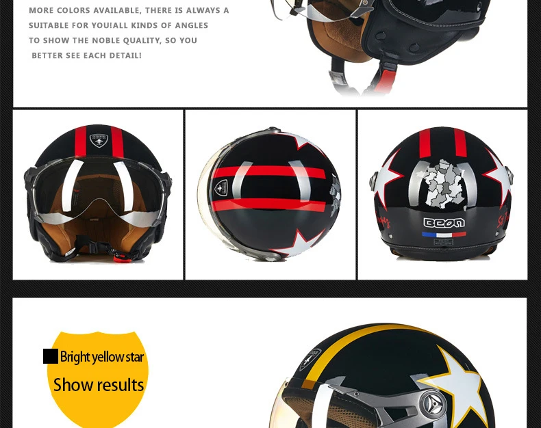 BEON бренд мото rcycle электрический автомобиль половина лица шлем Персонализированная Мода ретро Половина casco мото Ретро шлем B-100