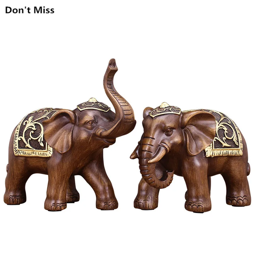 

Miniature Garden Craft A Pair of Elephant Statue Figurines Home Decoration Accessories Lucky Ornaments Mascot Decor Sculptures