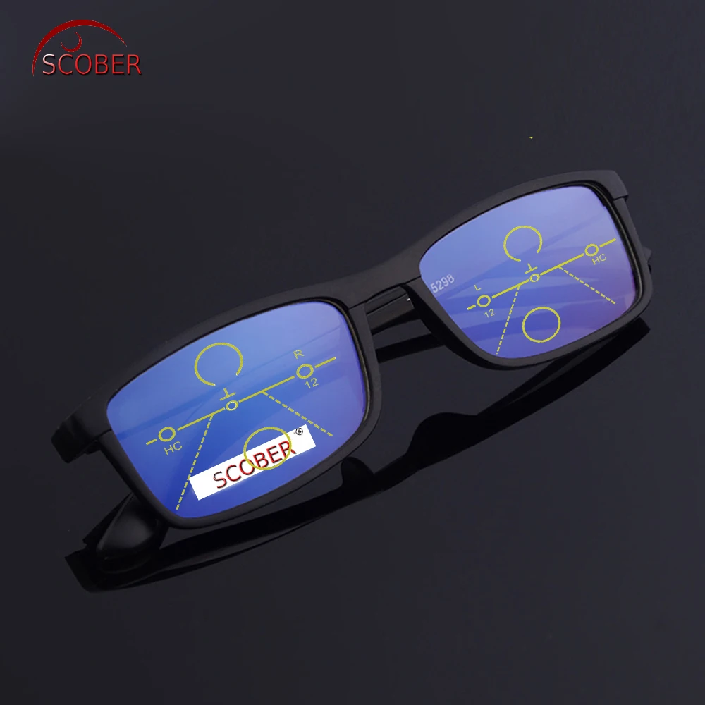 

= SCOBER = Progressive Multifocal Reading Glasses Ultra-light TR90 SENATOR Commercial See Near And Far TOP 0 ADD +1 To +4