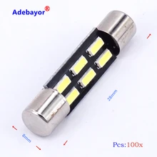 100X Xenon Beyaz C5W Festoon ampul T6.3 28 MM 4014 SMD 6 LED Otomobil Iç Işık araba farı Kubbe Plaka araba styling