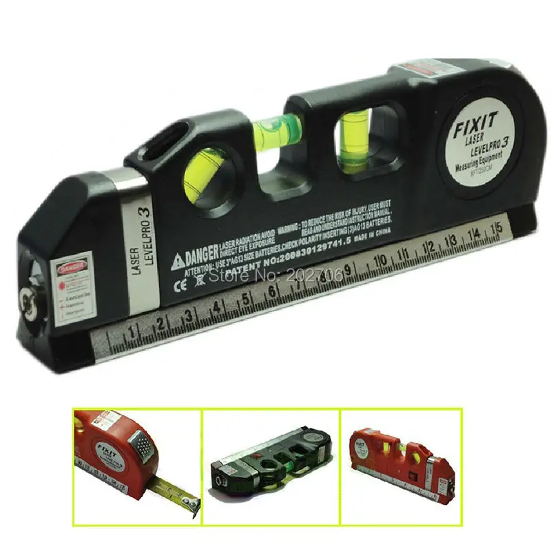 4 in 1 Infrared Laser Level Cross Line Laser Multipurpose Level Horizon Vertical spirit level tool with 2.5m measure tape laser level