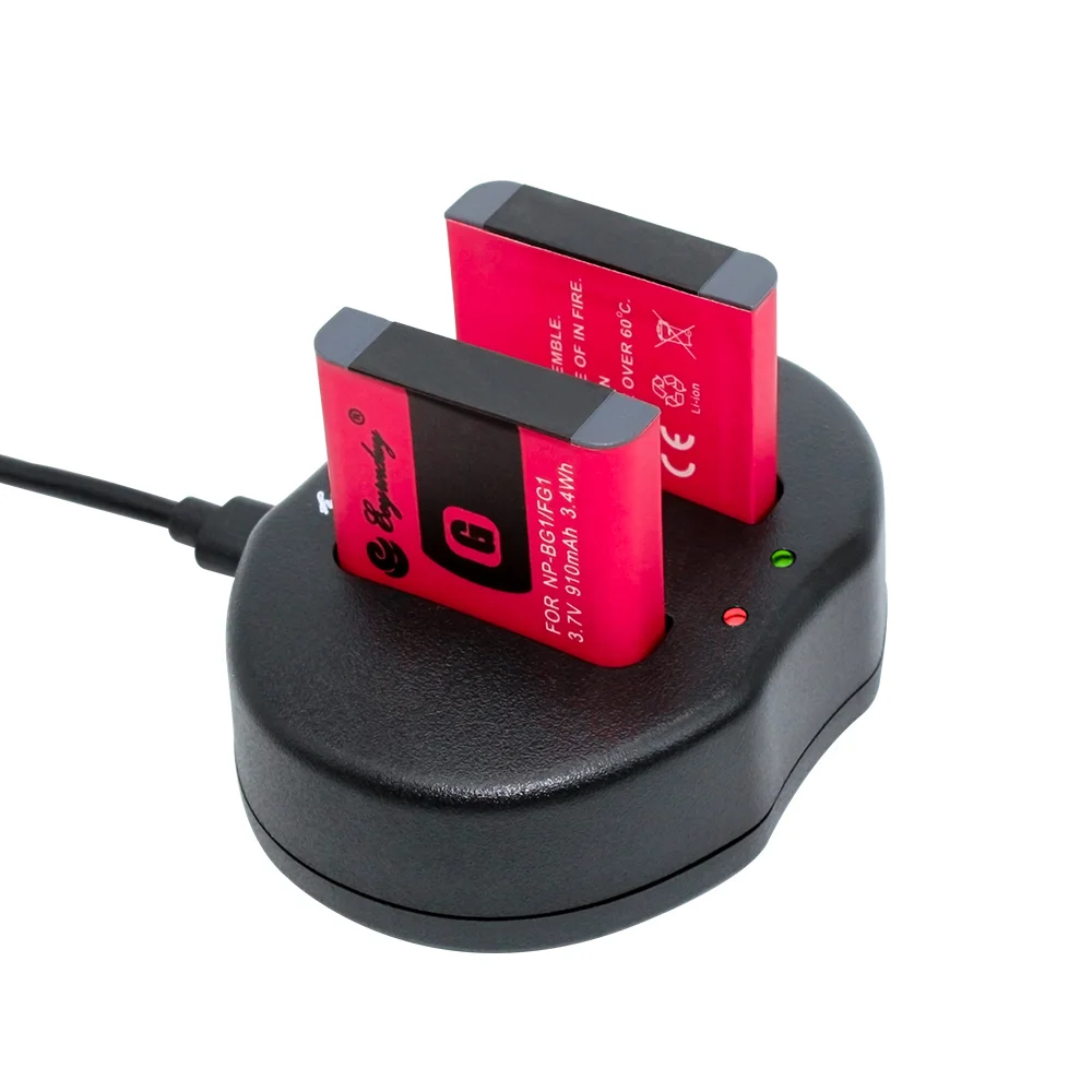 2 шт. цифровой батарейный блок NP BG1 FG1 + 1 двойное зарядное устройство для Sony CyberShot DSC