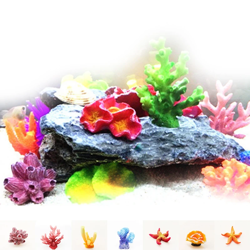 

7Pcs/Set Fashion Colorful Artificial Plastic Aquarium Decoration Micro Miniature Landscape Simulation Coral Flowers V5603