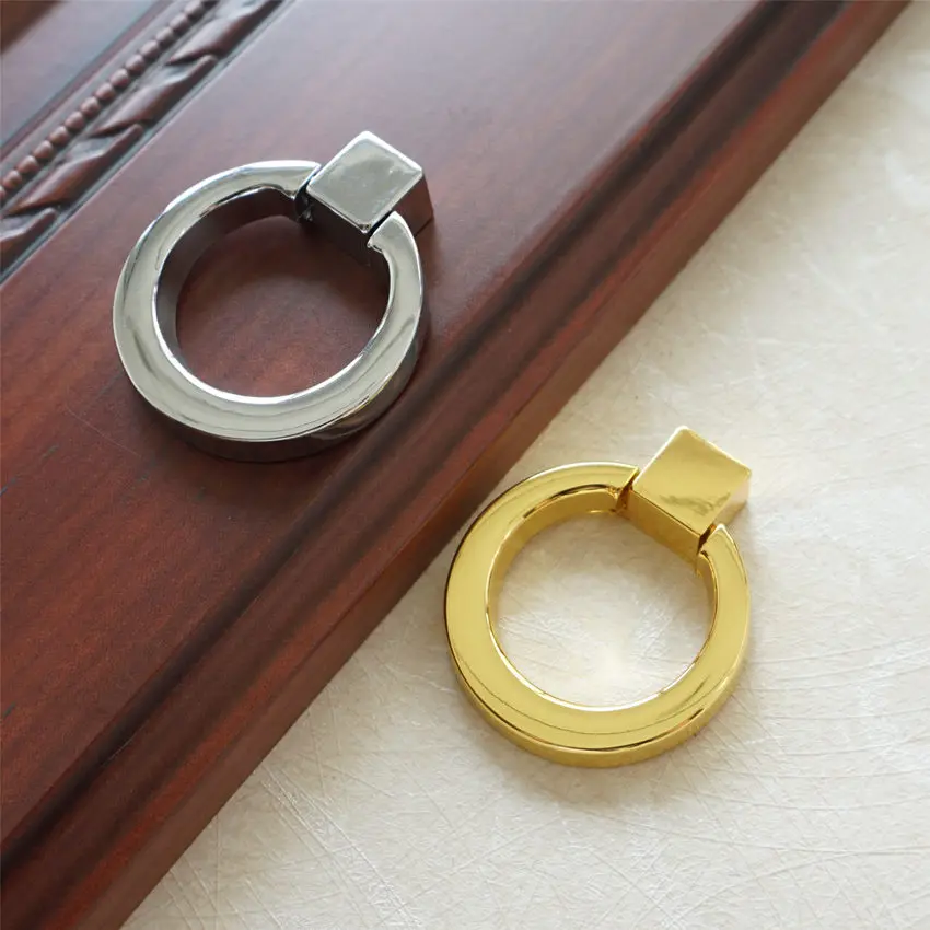 

Dresser Drawer Drop Rings Cupboard Knobs Silver Gold Kitchen Cabinet Pulls Knobs Pull Handle Modern Decorative Hardware