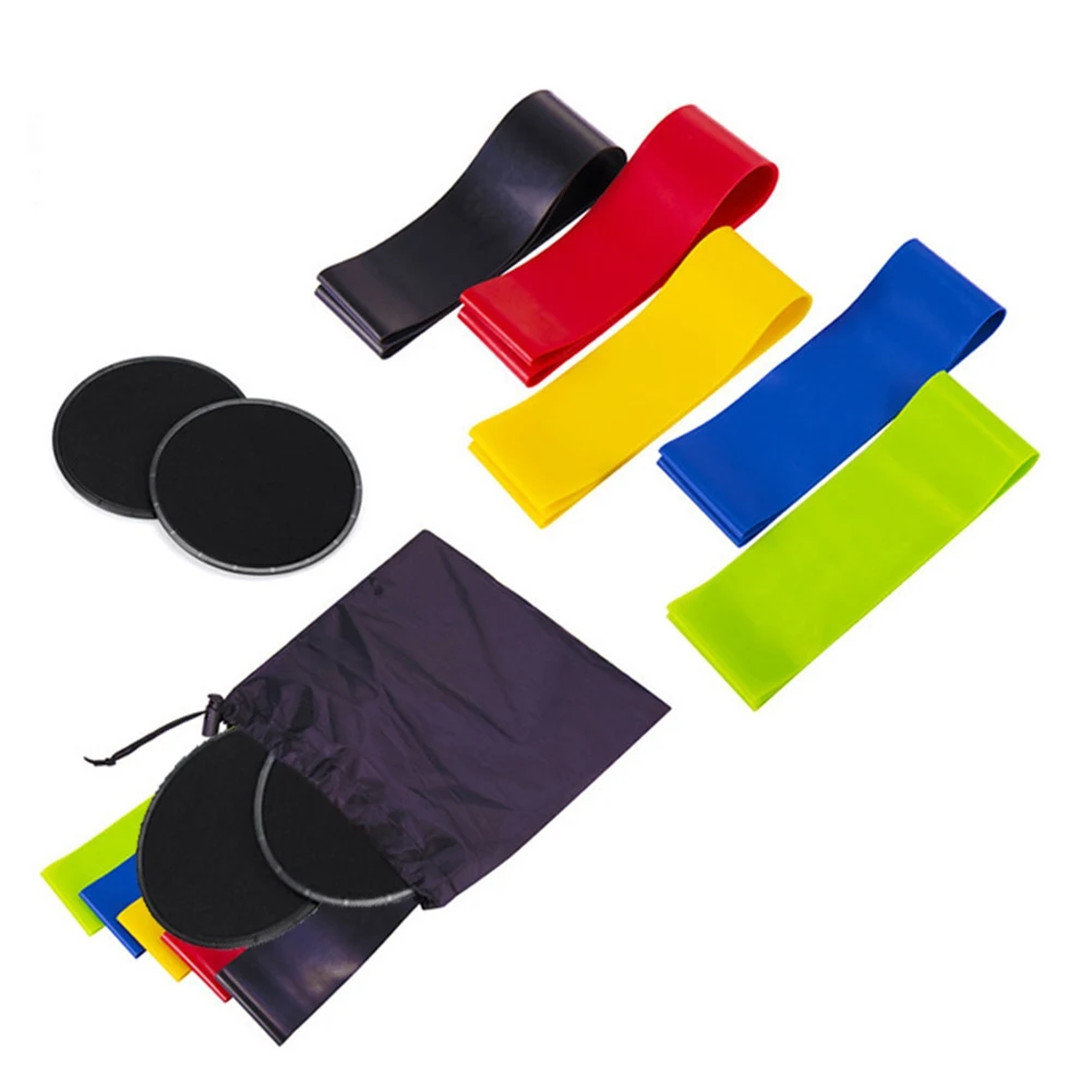 

1 Set 4 Level Resistance Bands Gym Slider Fitness Disc Full Set Glide Plates Disc With 2 Fitness Gliding Discs Fitness Equipment