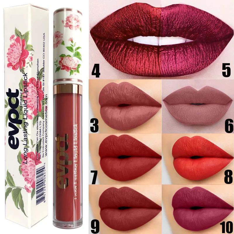 

Beauty Makeup Peony Flower Matte Lipstick Long Lasting Liquid lipstick Shimmer Metal lipgloss Nude Red Lips Batom Brand