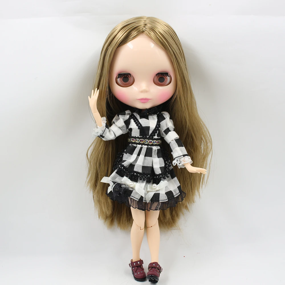 

Free shipping Nude Factory Blyth Doll Series No.230BL0662 Brown straight hair flesh skin JOINT body Neo
