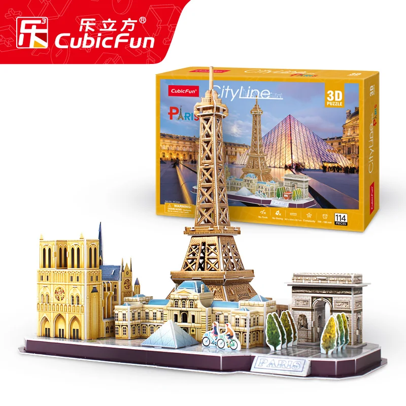 

Educational toy 1pc CubicFun Paris Eiffel Tower Triumphal Arch 3D paper jigsaw puzzle model building kits boy gift toy