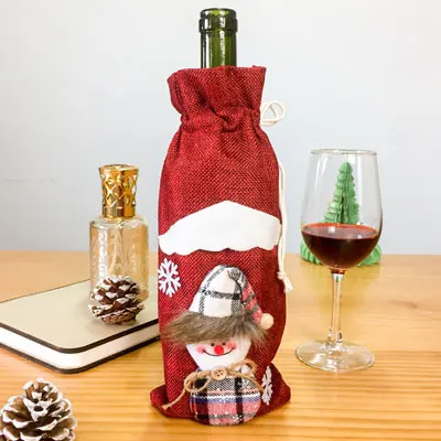 NICROLANDEE рождественские Новогодние украшения для дома Санта Клаус крышка бутылки вина вечерние украшения для дома DIY - Цвет: Red