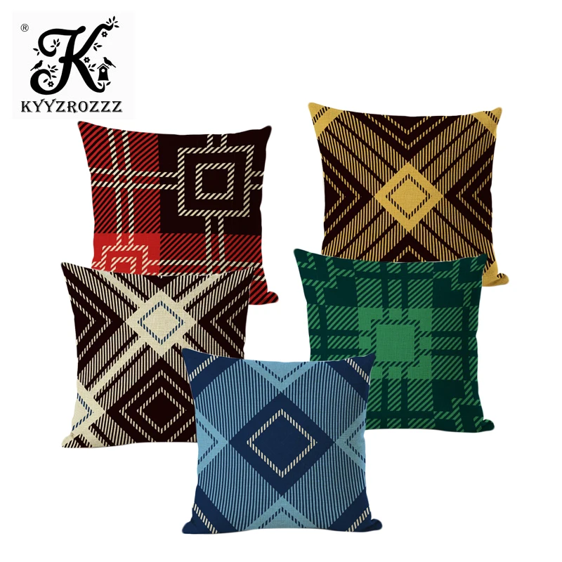 

High Quality Lattice Stripe Cushion Cover Soft Decorative Cotton Flax Pillow Cover for Home Office Sofa