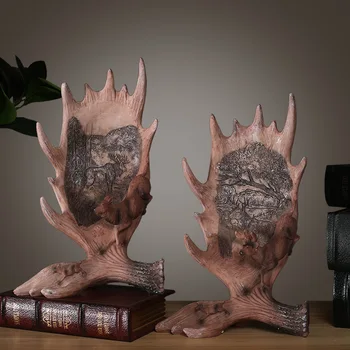 

American Elk Antler Decoration Creative Resin Crafts Home Interior Model House Decoration Desktop Decoration Gift