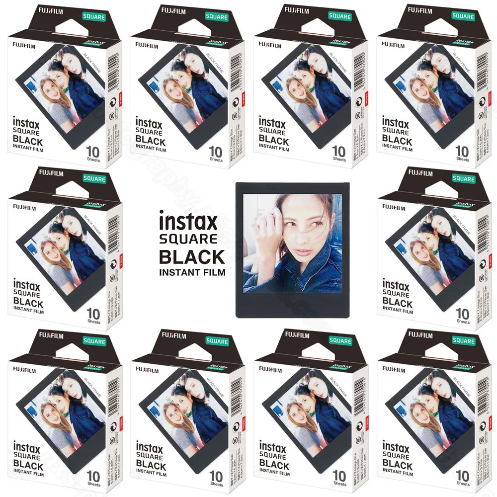 10-100 Sheets Fujifilm Instax Square Instant Film Black for Fuji SQ10 SQ6 Camera, Smartphone Share SP-3 Printer,Photo Album,Case 10-100 Sheets Fujifilm Instax Square Instant Film Black for Fuji SQ10 SQ6 Camera, Smartphone Share SP-3 Printer,Photo Album,Case