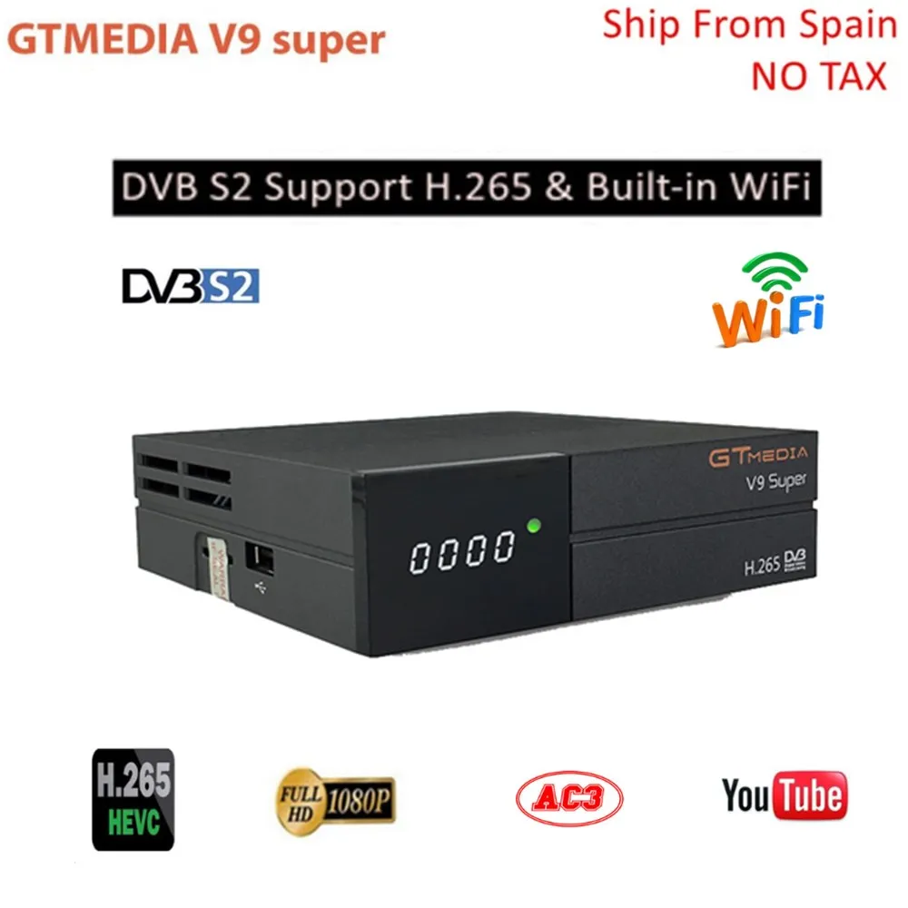 

Gtmedia V9 Super Satellite Receiver With RJ45 Network Port Support Europe Cccam 7 lines H.265 DVB-S2 Freesat V9 Super Receptor