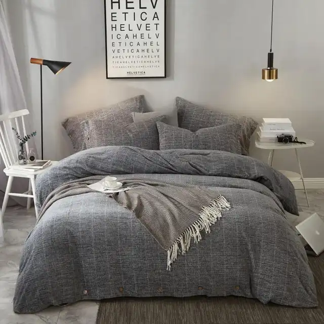 Cotton Fleece Sleep Warmth Bedding Set Queen King Size 4pcs Navy