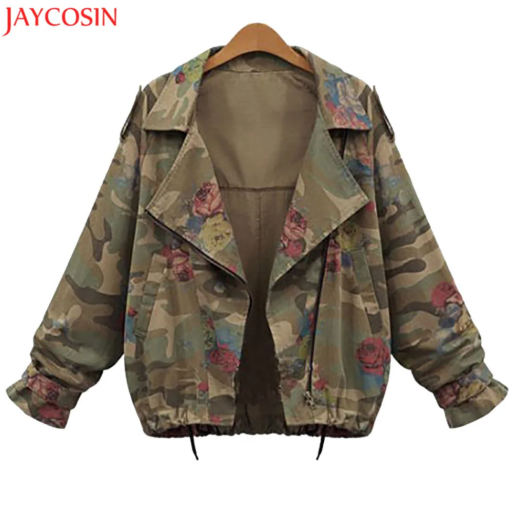 

JAYCOSIN 2017 Women Plus Size Loose Batwing Sleeve Camouflage Coat Tops Jacket Coat Outwear Shirts Oct2630