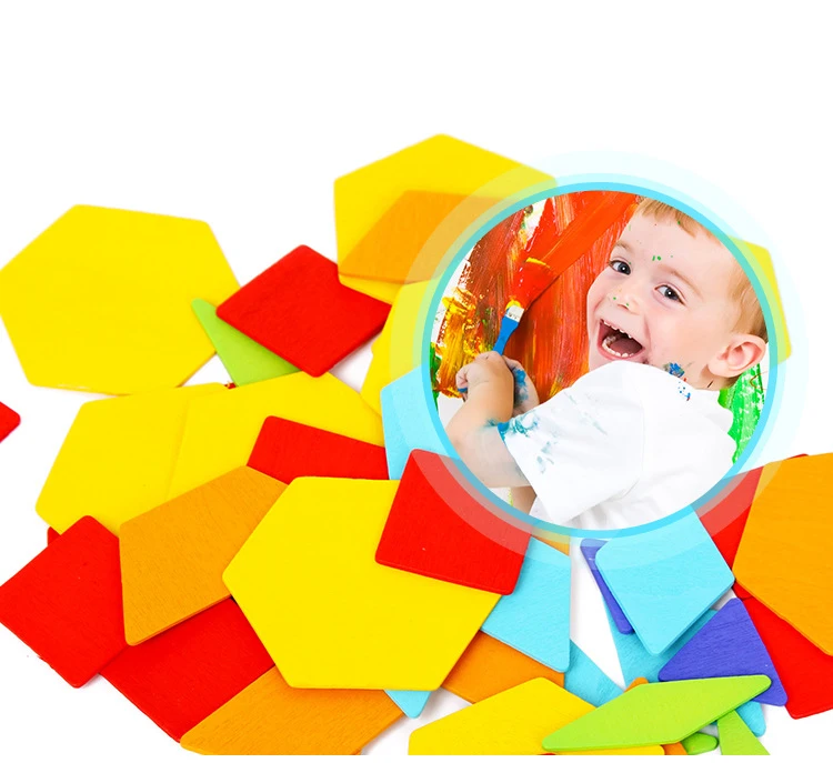 170 pcs/set Colorful Wooden Tangram Puzzle Toys Geometric Shape Game Funny Creativity Jigsaw Baby Preschool Educational Kids Toy
