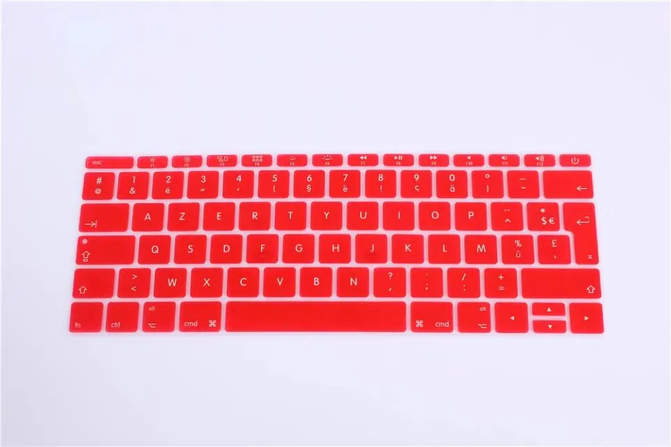 Великобритания ЕС французский AZERTY силиконовый чехол для клавиатуры для MacBook New Pro 1" A1708(версия, без сенсорной панели) для 12" A1534 retina