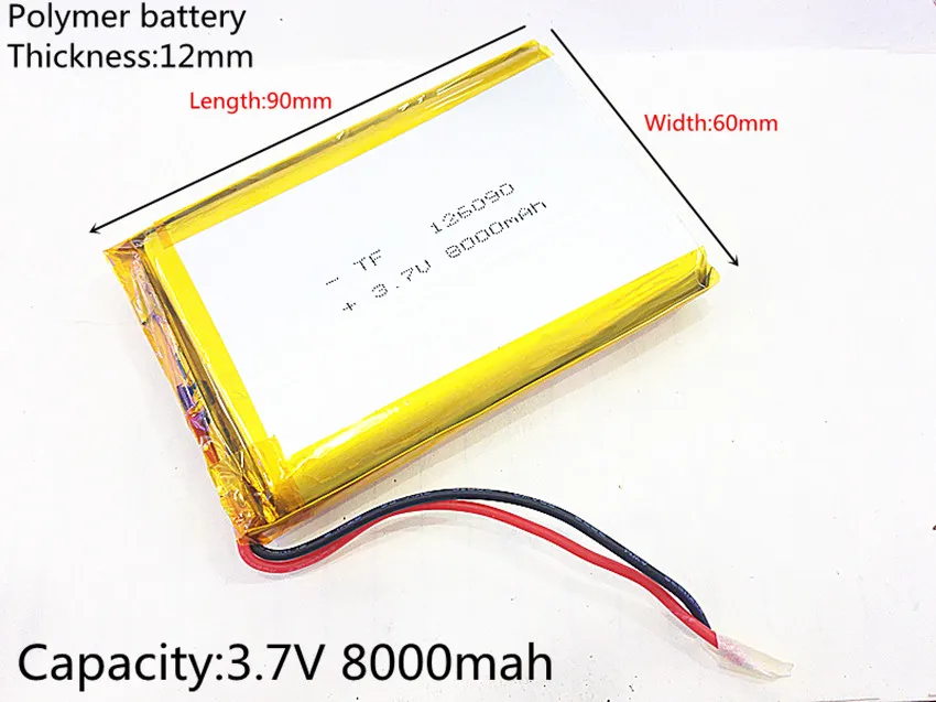 Литровая энергетическая батарея 3,7 V 8000mAH SD 126090 полимерная литий-ионная/литий-ионная батарея для планшетных ПК, gps, POWER BANK