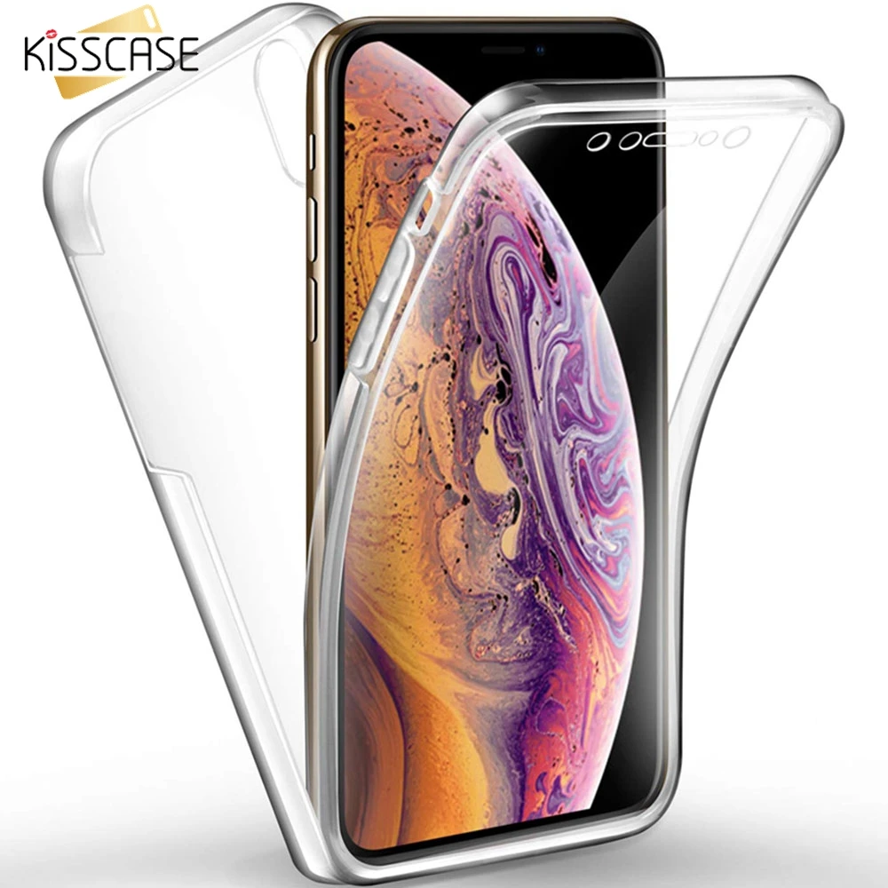  KISSCASE 360 Volle Abdeckung Fall für iPhone X XS MAX XR 7 8 Weiche TPU Acryl Schutz Telefon Tasche