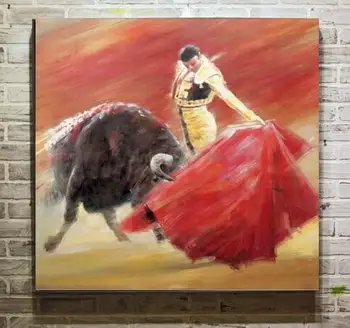 

handpainted Painting Village Wholesale Facotry Price Old Mastered Artists Handmade Oil Painting, Matador and Bull Painting