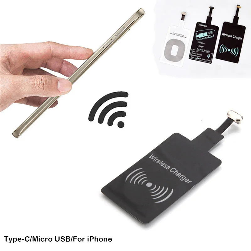 

QI Wireless Charger Receiver For iPhone 6 6s 7 Plus 5s se Universal Wireless Charging Receiver for Micro USB Type-c Phone