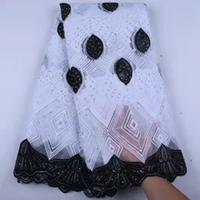 Африканская кружевная ткань Белый Черный молочный шелк нигерийские кружева ткань высокого качества французский Тюль кружевная ткань для свадебной вечеринки Y1570