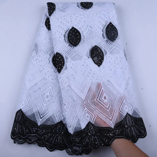 African Lace Fabric White Black Milk Silk Nigeria Laces Fabric High Quality French Tulle Lace Fabric For Wedding Party Y1570