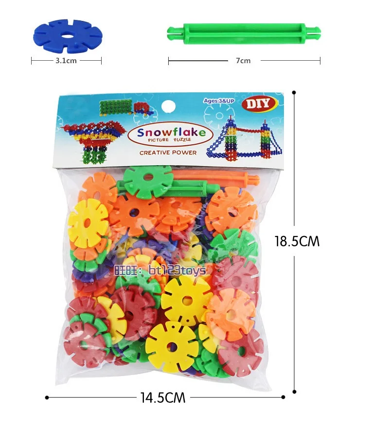 115pcs Safe Technic Block Kid Educational Toy Thicken 3D Snowflake Building Blocks Model Baby DIY Montessori Toys For Children baby-building-blocks