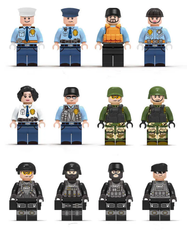 

ZXZ Building Blocks DIY Figures Brick Militaryed SWAT Police Compatible With Legoes Figures 12pcs/set